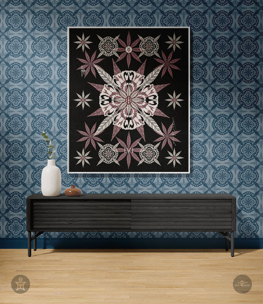 IVI Cannabis and Poppy Floral Jacquard Woven Blanket