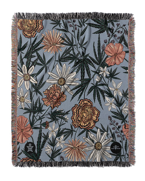 IVI - Cannabis All Over Floral Jacquard Woven Blanket