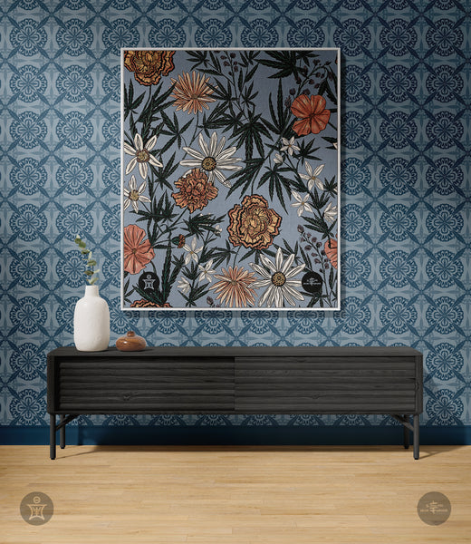 IVI - Cannabis All Over Floral Jacquard Woven Blanket