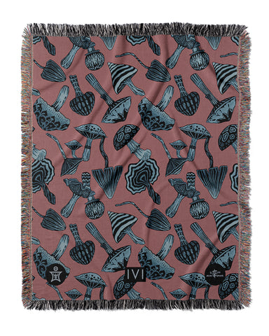 IVI Cannabis and Poppy Floral Jacquard Woven Blanket