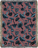 IVI - Mushroom Jacquard Woven Blanket - Blue Pink