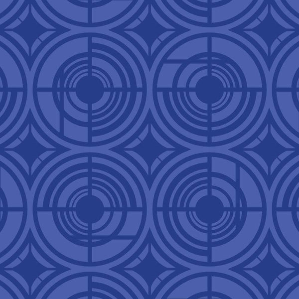 Deco Plates - Blue on Light Blue - Medium Wallpaper Print