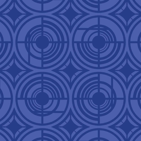 Deco Plates - Blue on Light Blue - Large Wallpaper Print