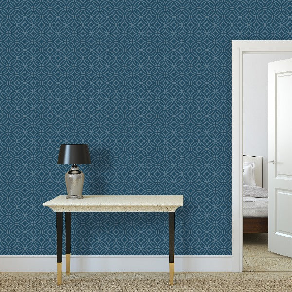 Crownvetch Diamonds - Blue Green - Small Wallpaper Print