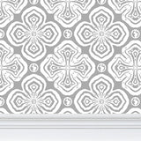 Larkspur Petals White on Grey - Medium Wallpaper Print