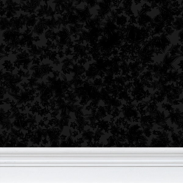 EKO Scarlet Maple Cluster of Leaves Black Wallpaper