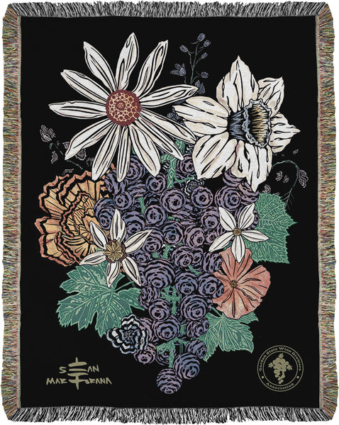 VIN - Ambrosia Grape Bouquet Jacquard Woven Blanket for the Garden State Wine Growers Association