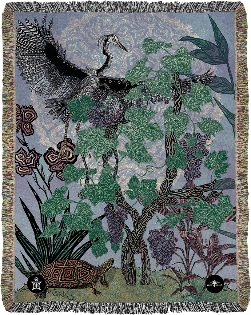 VIN - Ambrosia Grape Vine Scene Jacquard Woven Blanket VIN - Ambrosia Grape Vine Scene Jacquard Woven Blanket