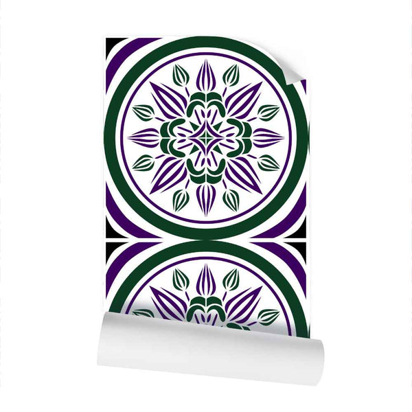 Crownvetch - Purple, Green and Black on White - Large Print