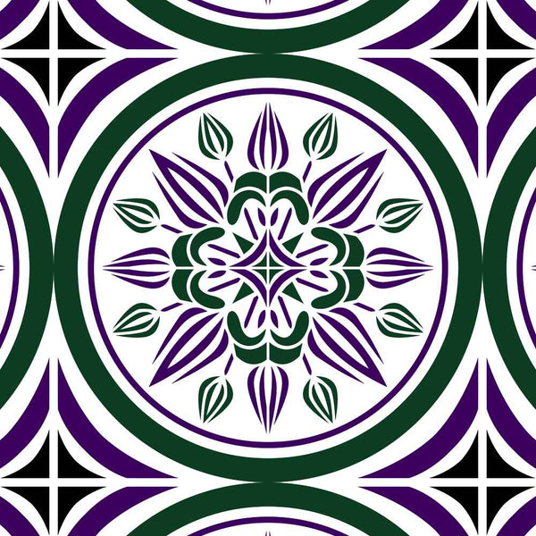 Crownvetch - Purple, Green and Black on White - Large Print