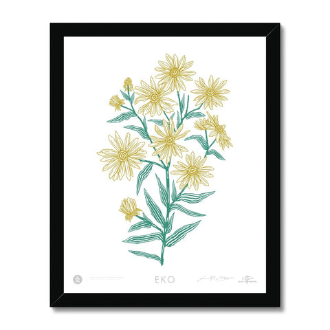 AEON Demoiselle Crane Among Reeds with a Liatris Flower Framed Fine Art Print
