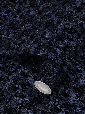 Violet Floral Black/Blue - Wallpaper Medium Print