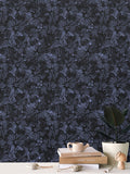 Violet Floral Black/Blue - Wallpaper Medium Print