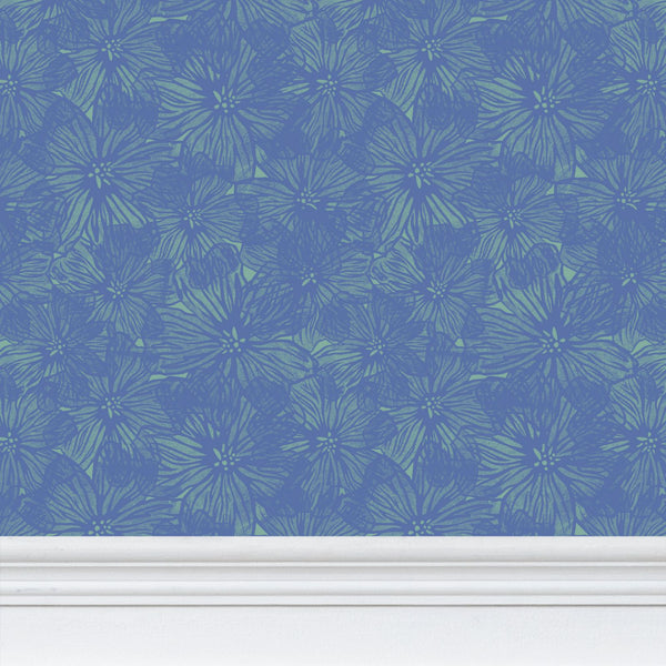 Violet Floral Blue/Green - Wallpaper Medium Print