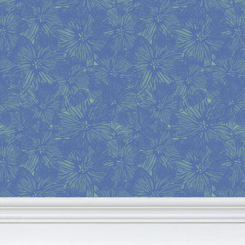 Violet Floral Blue/Green - Wallpaper Medium Print