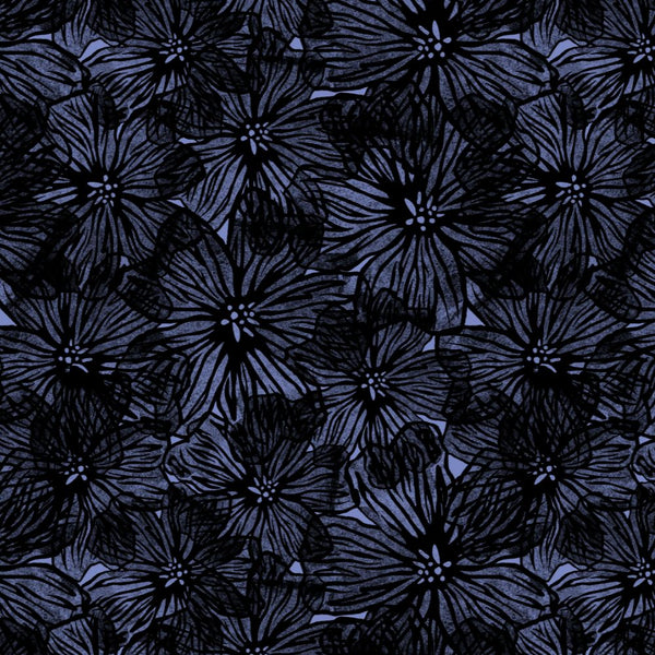 Violet Floral Black/Blue - Wallpaper Large Print