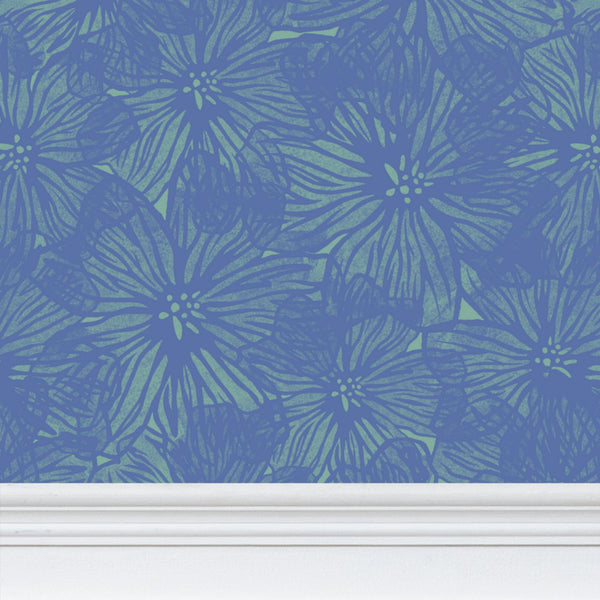 Violet Floral Blue/Green - Wallpaper Large Print