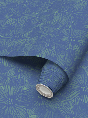 Violet Floral Blue/Green - Wallpaper Large Print