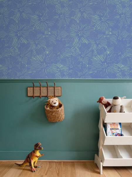 Violet Floral Blue/Green - Wallpaper Large Print
