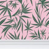 Cannabis IVI Green on Pink - Large Wallpaper Print