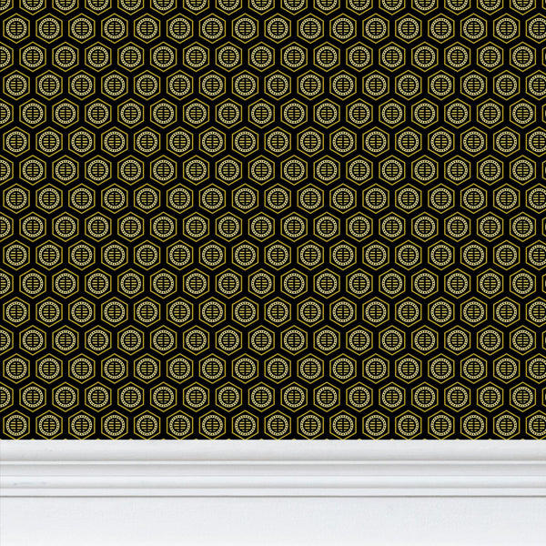 Bee Hive - Black and Gold - XX Small Wallpaper Print