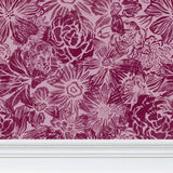 All the Flowers Magenta on Pink - Wallpaper Large Print