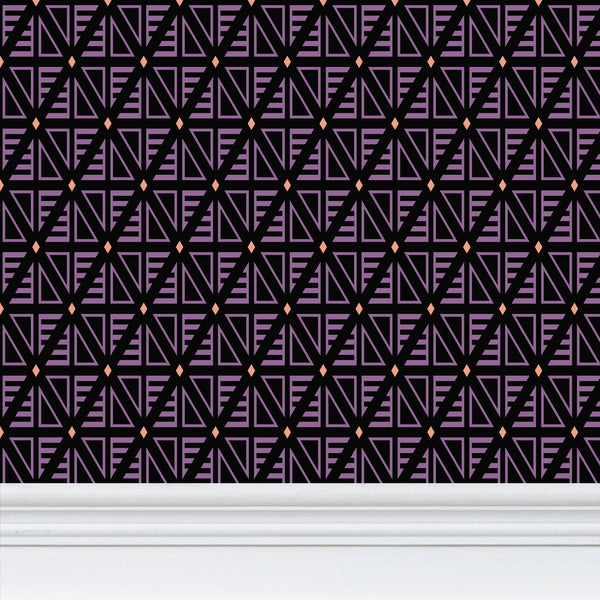 Pyramids Black Purple Light Orange - XX Small Wallpaper Print