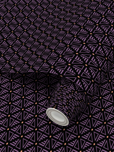Pyramids Black Purple Light Orange - XX Small Wallpaper Print
