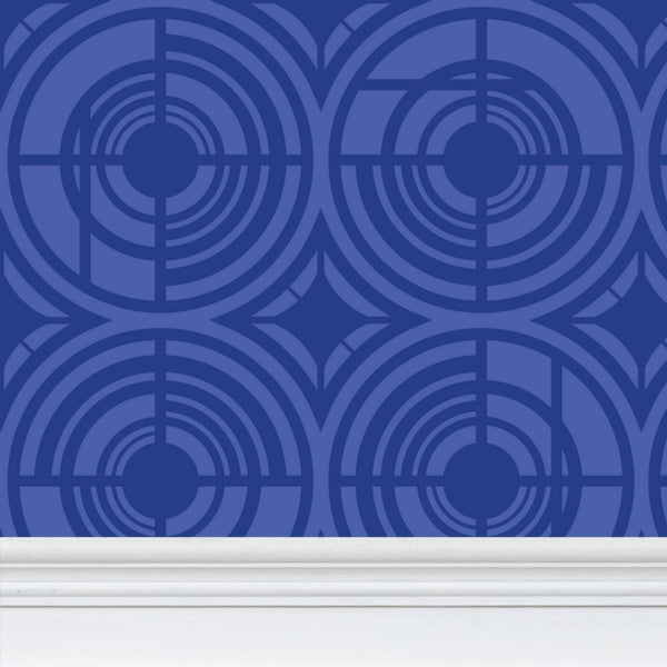 Deco Plates - Blue on Light Blue - Large Wallpaper Print