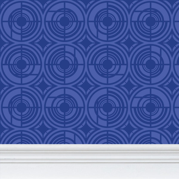 Deco Plates - Blue on Light Blue - Medium Wallpaper Print