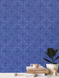 Deco Plates - Blue on Light Blue - Medium Wallpaper Print