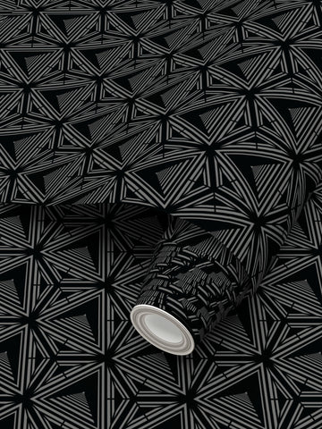 Portals - Black Grey - Small Wallpaper Print