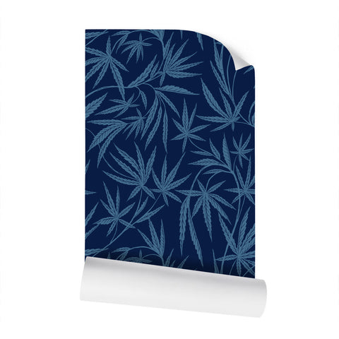 Cannabis IVI BlueGreen on Black - Large Wallpaper Print