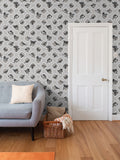 Trellis - Magnolia Warblers - Greyscale - Wallpaper Print