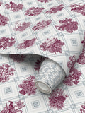 Trellis - The AEON Months - Dark Magenta & BlueGreen on White - Wallpaper