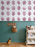 Trellis - The AEON Months - Dark Magenta & BlueGreen on White - Wallpaper