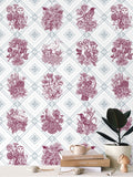 Trellis - The AEON Months - Dark Magenta & BlueGreen on White - Wallpaper