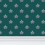 Blazing Star Floral - Small Green Background Repeat Wallpaper Print