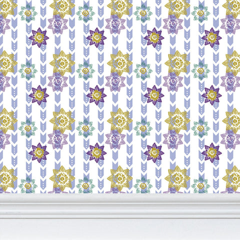 Daffodil Stripes - Original Color Palette - Small Repeat Wallpaper Print