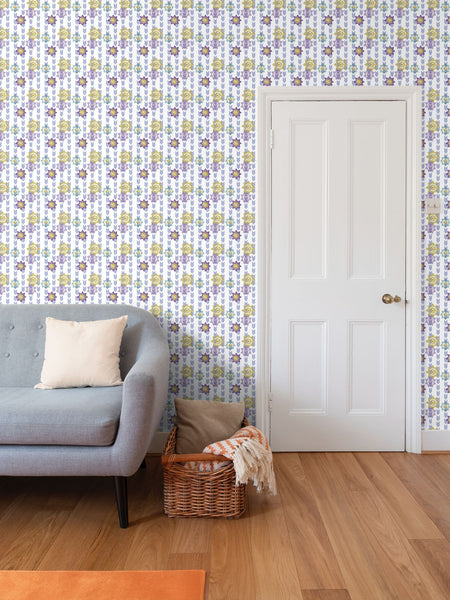 Daffodil Stripes - Original Color Palette - Small Repeat Wallpaper Print