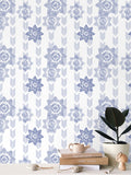 Daffodil Stripes - Blue on White - Medium Repeat Wallpaper Print