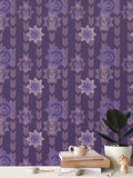 Daffodil Stripes - Inverted Blue Purple - Medium Repeat Wallpaper Print