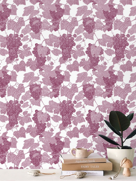 Ambrosia Grape Vine Repeat Wallpaper Red Purple