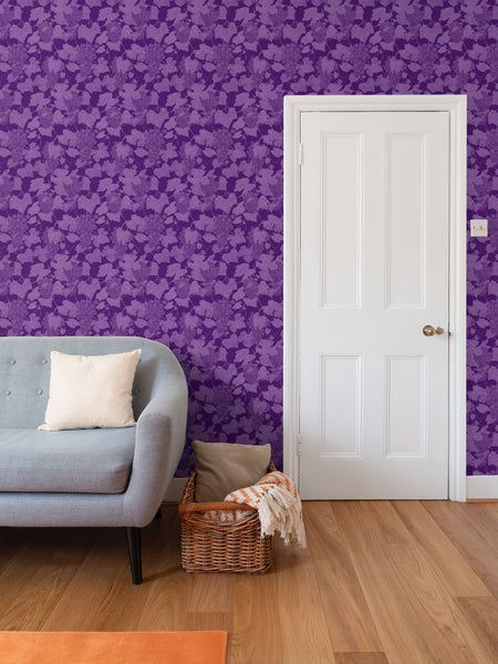 Ambrosia Grape Vine Repeat Wallpaper - Purple