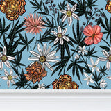 IVI - Cannabis All Over Floral - Blue Background