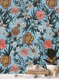 IVI - Cannabis All Over Floral - Blue Background