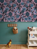 IVI - Cannabis All Over Floral Pattern - Blue Floral Over Pink