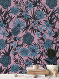 IVI - Cannabis All Over Floral Pattern - Blue Floral Over Pink