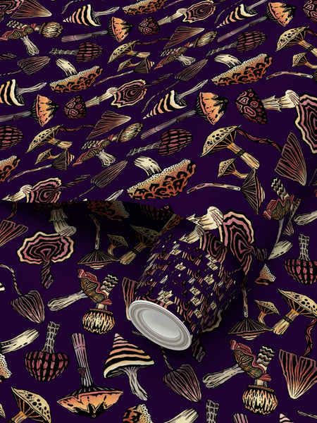 IVI - Mushroom Rotated Pattern - Purple Background