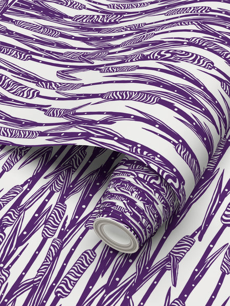 EKO Cattail Pattern Wallpaper Purple